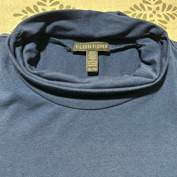 Eileen Fisher Navy Cozy Lagenlook Scrunch Neck Turtleneck Modest Business Sz XL - Picture 4 of 13